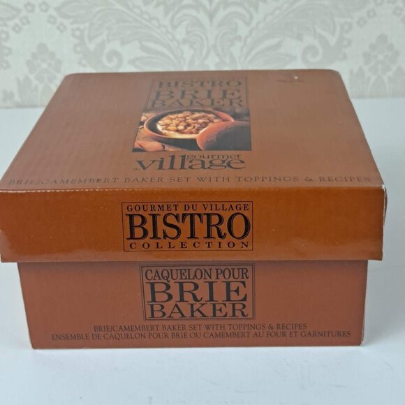 Gourmet du Village Bistro Collection Brie Baker Orange/Brown EUC In Original Box - Picture 9 of 12
